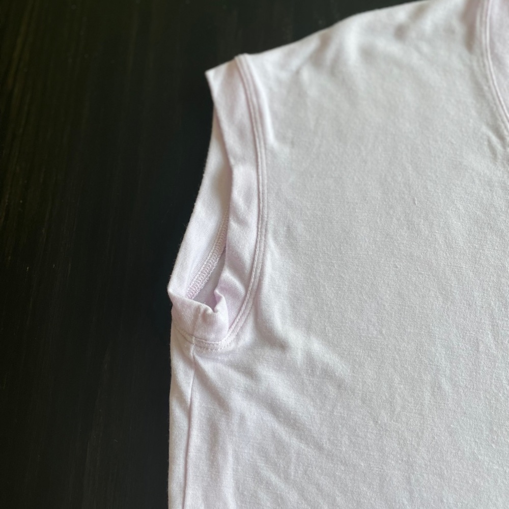 Athleta  pale pink CLOUDLIGHT STRATUS cap sleeve tee: SMALL - Picture 3 of 7